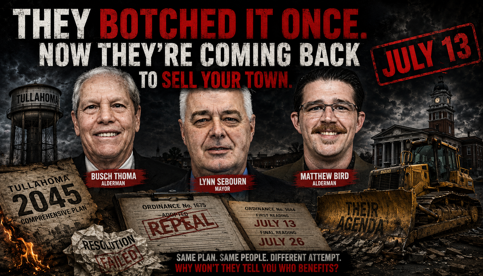 They Botched It Once. Now They're Coming Back to Sell Your Town on July 13.